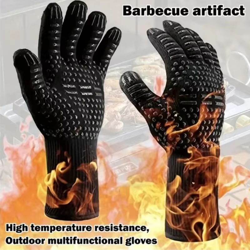 Oven Mitt Silicone - Guantes de barbacoa de una pieza,