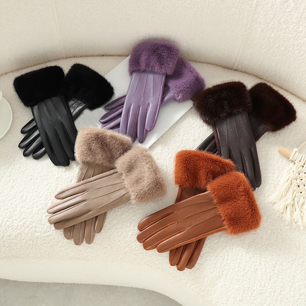 Winter Glove Insulated - Guantes de cuero para mujer con